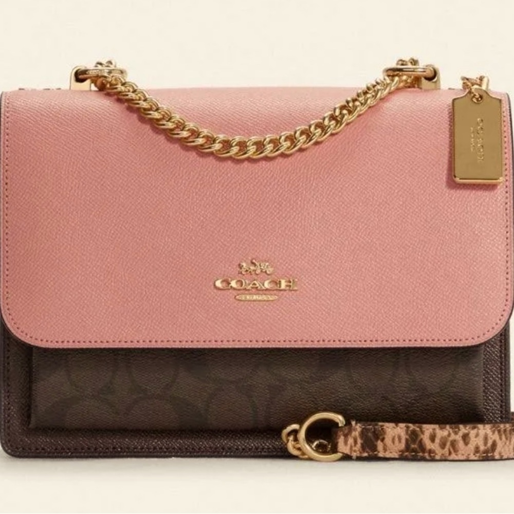 Coach Klare Crossbody In Signature Canvas, snake-embossed leather
